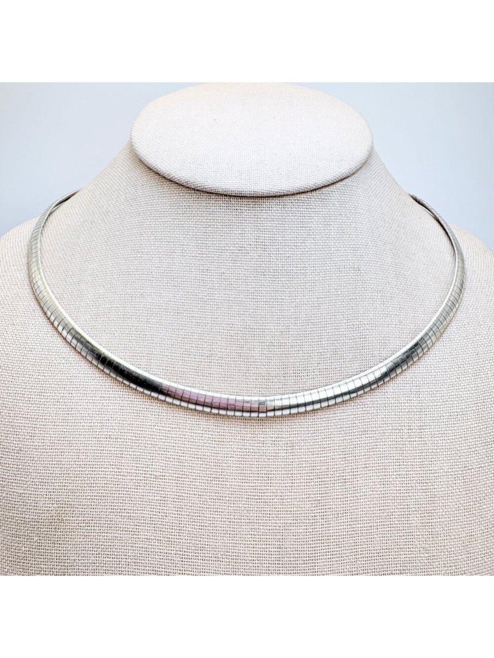 Omega Chain Necklace Lobster Clasp Sterling Silver 925 Size 18.5" Length